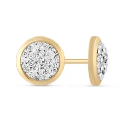 9ct Yellow Gold Round Crystal Earrings