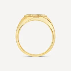 9ct Yellow Gold Round Rope Edge Signet Ring