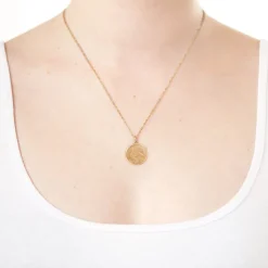 9ct Yellow Gold Round St Christopher's Medal Pendant (Chain Included)
