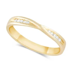 9ct Yellow Gold Shaped Diamond 3mm Wedding Ring