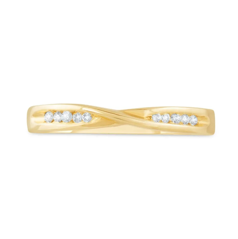 9ct Yellow Gold Shaped Diamond 3mm Wedding Ring
