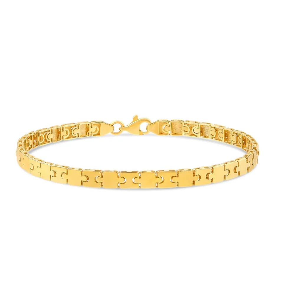 9ct Yellow Gold Shiny Narrow Jigsaw Bracelet