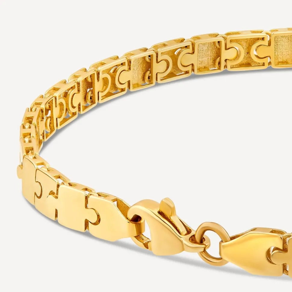 9ct Yellow Gold Shiny Narrow Jigsaw Bracelet