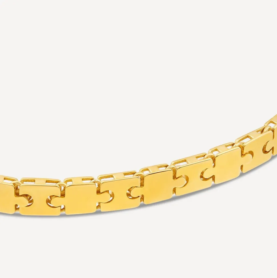 9ct Yellow Gold Shiny Narrow Jigsaw Bracelet