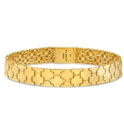 9ct Yellow Gold Shiny Wide Jigsaw Bracelet