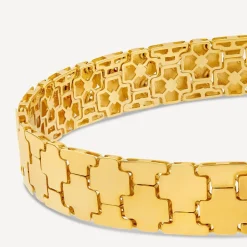 9ct Yellow Gold Shiny Wide Jigsaw Bracelet