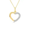 9ct Yellow Gold Side Claw Set Cubic Zirconia Open Heart Pendant