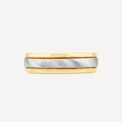 9ct Yellow Gold Silver 6mm Matte Polished Men's Wedding Ring