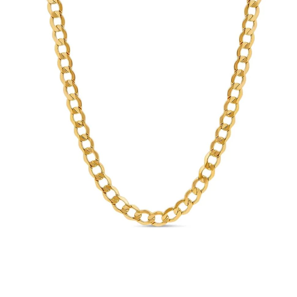 9ct Yellow Gold Six Sided Diamond Cut 18'' Curb Chain Necklace