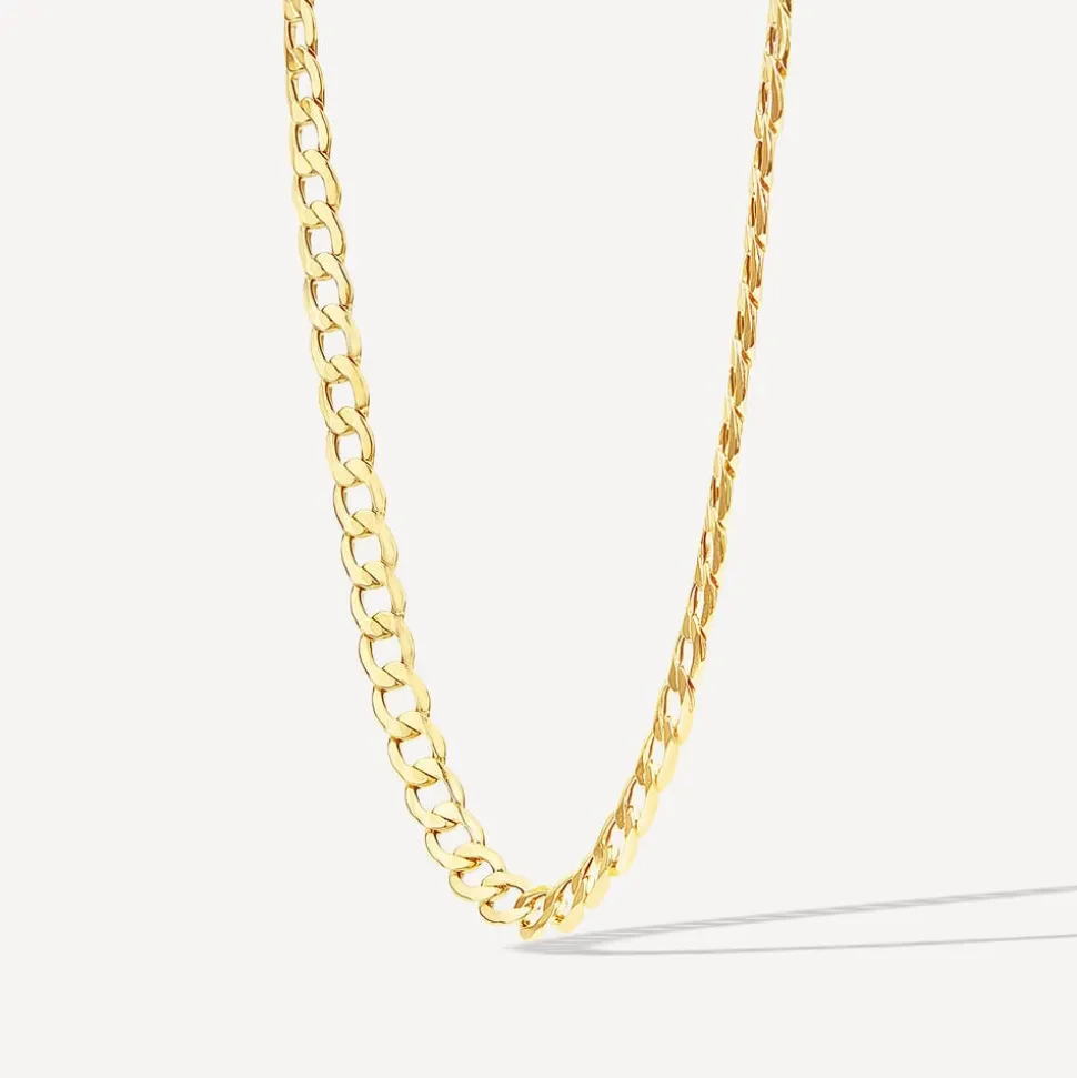 9ct Yellow Gold Six Sided Diamond Cut 20'' Curb Chain Necklace