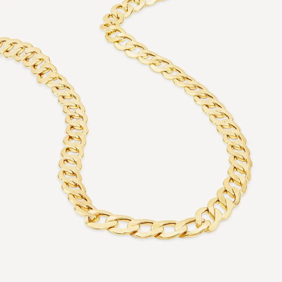 9ct Yellow Gold Six Sided Diamond Cut 20'' Curb Chain Necklace