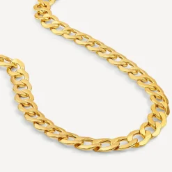 9ct Yellow Gold Six Sided Diamond Cut 18'' Curb Chain Necklace