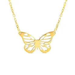 9ct Yellow Gold Small Polished Butterfly Necklet