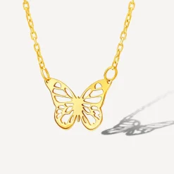 9ct Yellow Gold Small Polished Butterfly Necklet