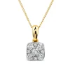 9ct Yellow Gold Square 0.25ct Diamond Cluster Pendant