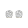 9ct Yellow Gold Square 0.25ct Diamond Cluster Stud Earrings