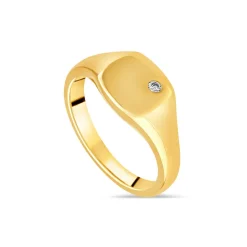 9ct Yellow Gold Square Diamond Set Signet Ring