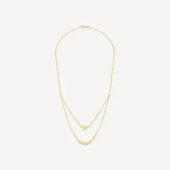 9ct Yellow Gold Star & Moon Double Layer Necklet