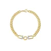 9ct Yellow Gold Stirrup Set Cubic Zirconia Curb Bracelet