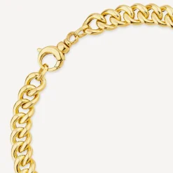 9ct Yellow Gold Stirrup Set Cubic Zirconia Curb Bracelet