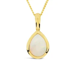 9ct Yellow Gold Teardrop Opal Gold Frame Pendant