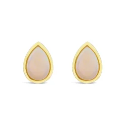 9ct Yellow Gold Teardrop Opal Gold Frame Stud Earrings