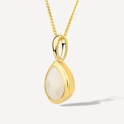 9ct Yellow Gold Teardrop Opal Gold Frame Pendant