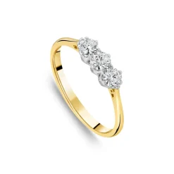 18ct Yellow Gold Three Stones 0.50ct Claw Set Diamond Ring