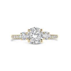 9ct Yellow Gold Three Stone Cubic Zirconia Shoulders Ring