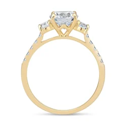 9ct Yellow Gold Three Stone Cubic Zirconia Shoulders Ring
