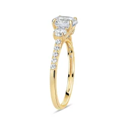 9ct Yellow Gold Three Stone Cubic Zirconia Shoulders Ring