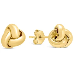 9ct Yellow Gold Three Strand Knot Stud Earrings