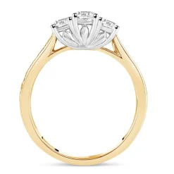 18ct Yellow Gold Tulip Setting Three Stone 1 Carat Diamond Ring