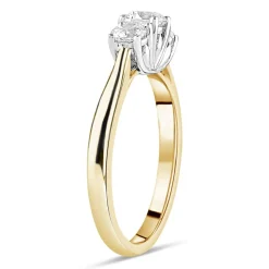 18ct Yellow Gold Tulip Setting Three Stone 1 Carat Diamond Ring