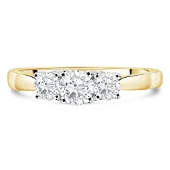 18ct Yellow Gold Tulip Setting Three Stone 1 Carat Diamond Ring