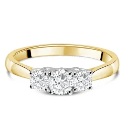 18ct Yellow Gold Tulip Setting Three Stone 1 Carat Diamond Ring