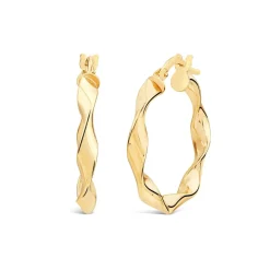 9ct Yellow Gold Twist 20mm Hoop Earrings