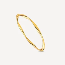 9ct Yellow Gold Twisted Tube Bangle