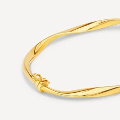 9ct Yellow Gold Twisted Tube Bangle