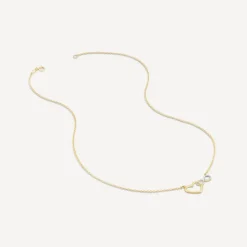 9ct Yellow Gold Two Colour Infinity Heart Interlocking Necklet