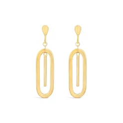 9ct Yellow Gold with Bar Centre Drop Earrings