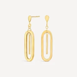 9ct Yellow Gold with Bar Centre Drop Earrings