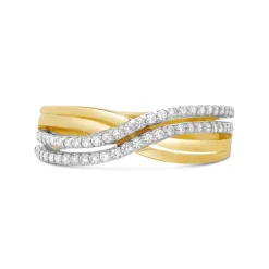 9ct Yellow&White Gold Two Row Cubic Zirconia Ring