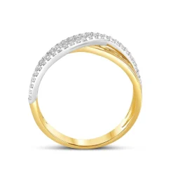 9ct Yellow&White Gold Two Row Cubic Zirconia Ring