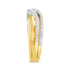 9ct Yellow&White Gold Two Row Cubic Zirconia Ring