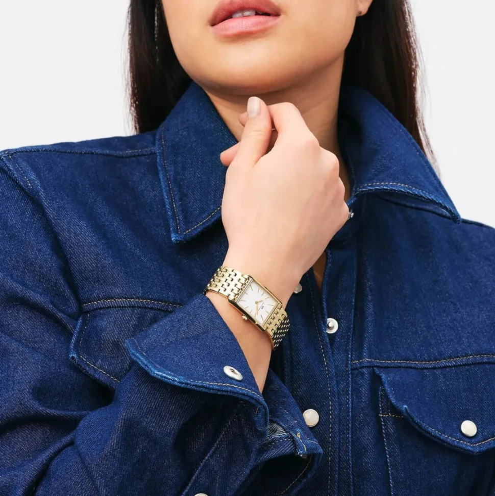 Daniel Wellington Bound 32x22mm White Dial 9-Link Gold PVD Bracelet Watch