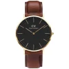 Daniel Wellington Clasic St Mawe's 40mm Black Dial Brown Leather Strap Watch