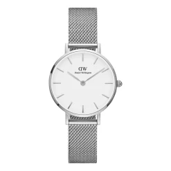 Daniel Wellington Classic Petite Stainless-Steel Mesh Strap White 28mm Dial Watch