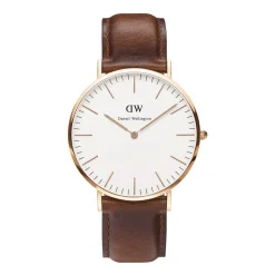 Daniel Wellington Classic St Mawes men's rose gold-plated and brown leather strap watch
