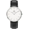 Daniel Wellington Classic Sheffield men's stainless steel and black leather strap watch